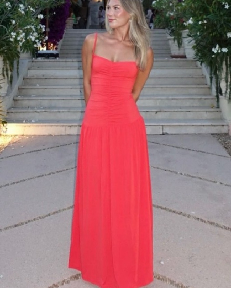 we wore what ruched front scoop maxi dress WeWoreWhat