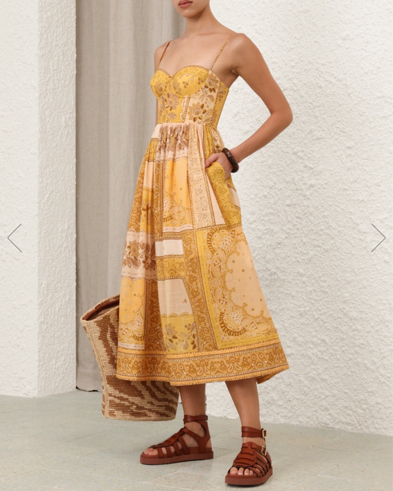 Zimmermann Lucky Corset Midi Dress by Zimmermann - Pickle