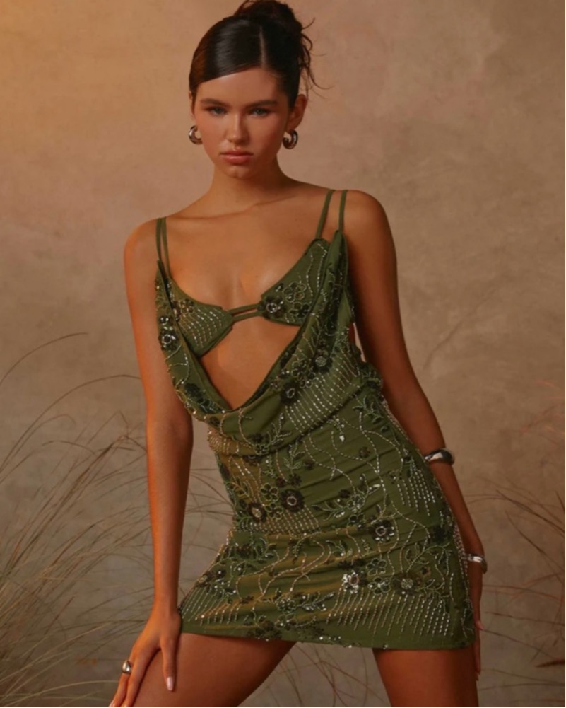 Green Beaded Dress by Peppermayo - Pickle