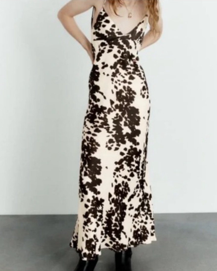 Zara Cow Print Maxi Dress by Zara - Pickle