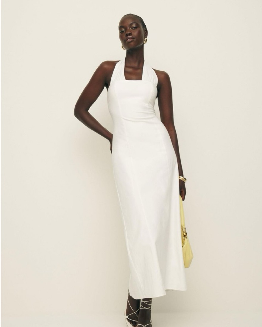Reformation Bessi Halterneck Midi Dress by Reformation - Pickle