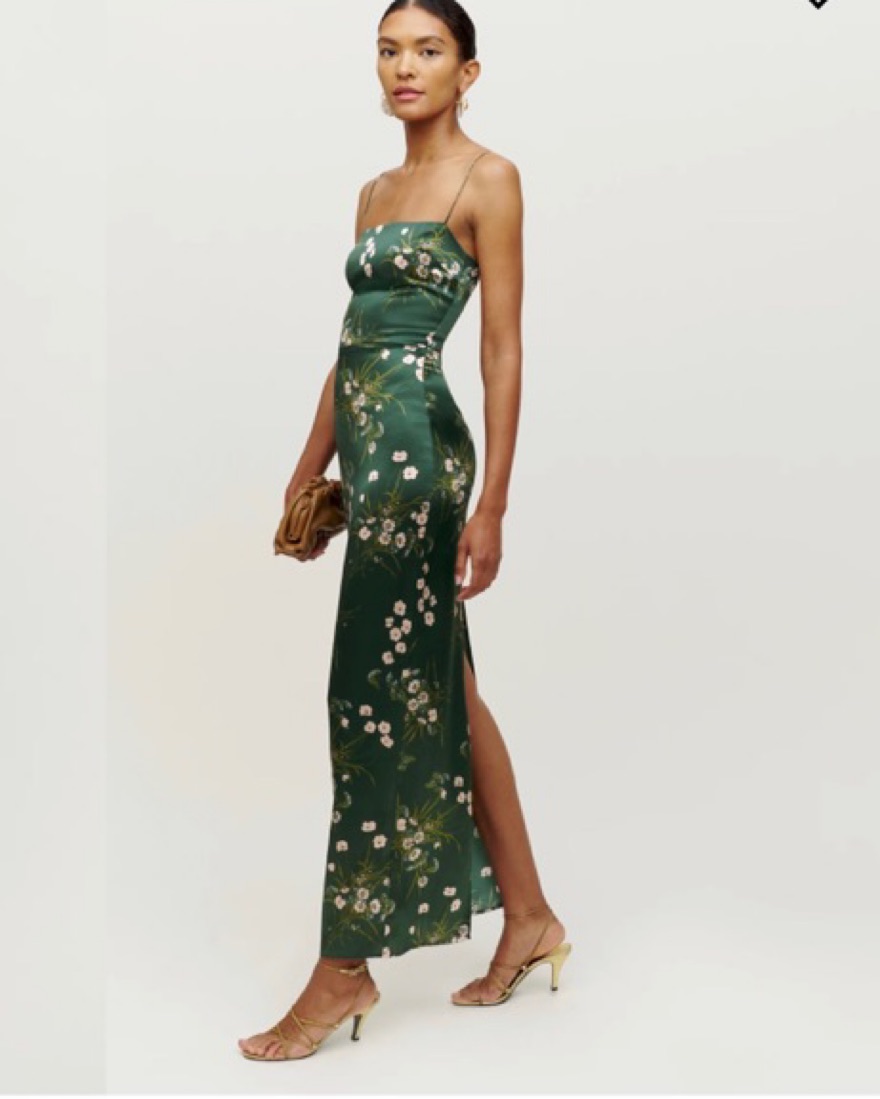 reformation green maxi dress Rent The Selia Green Linen Dress By Reformation main image 0