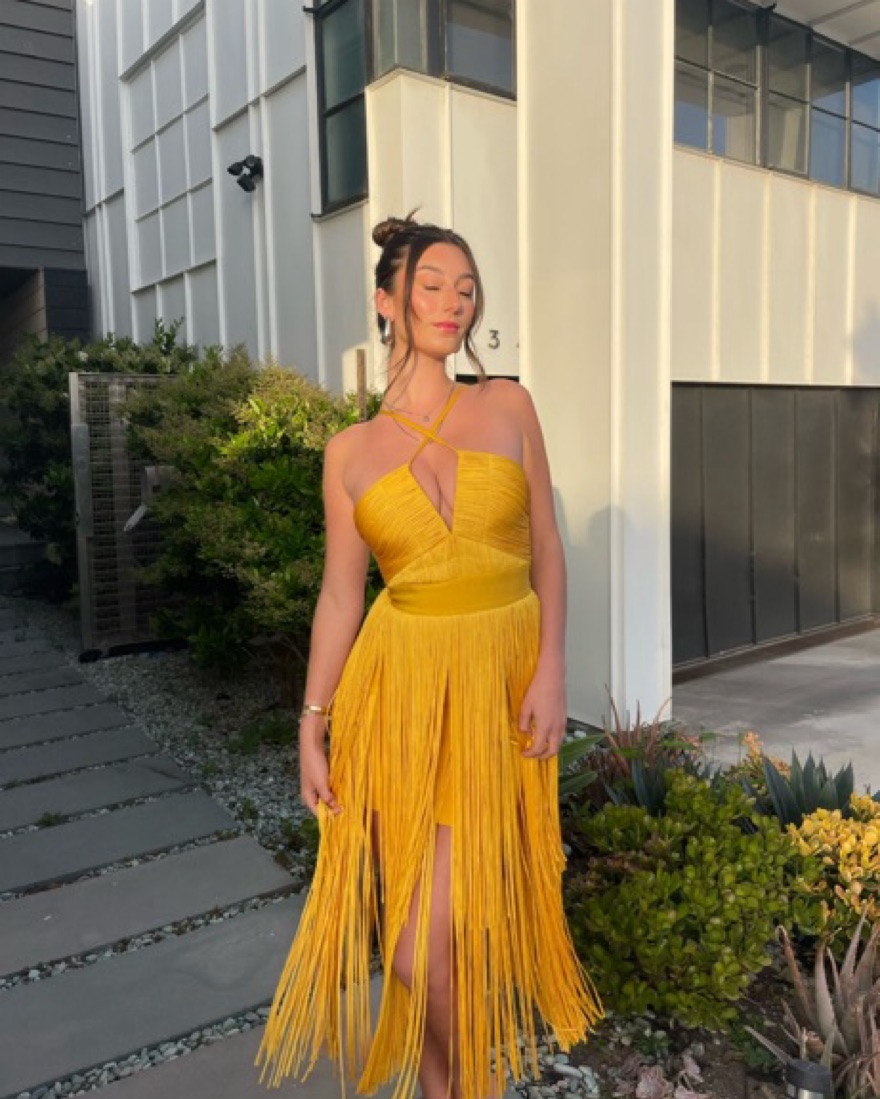 Herve Leger Yellow Fringe Dress by Herve Leger - Pickle