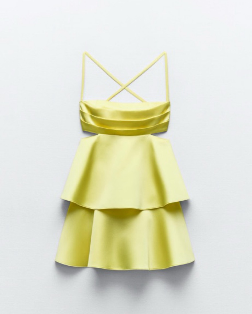 ZARA Voluminous Satin Effect Mini Dress by Zara - Pickle