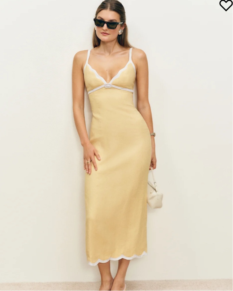 Reformation Sara Linen Dress by Reformation - Pickle