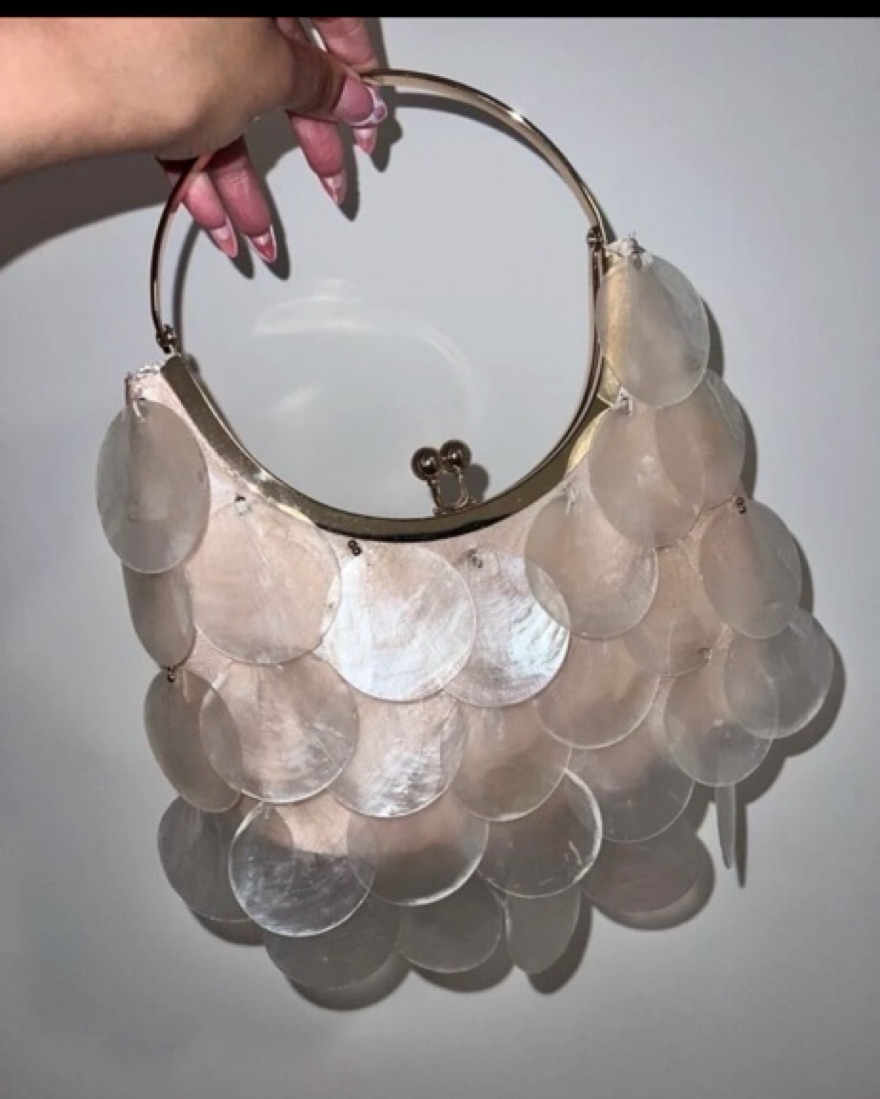 Iridescent Shell Handbag by Local Boutique - Pickle