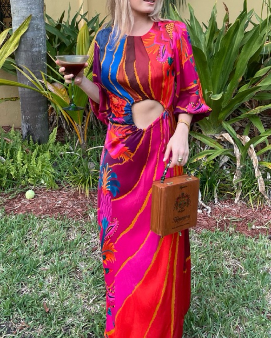 farm rio silk dress Farm Rio Vintage Wave Maxi Dress by Farm Rio