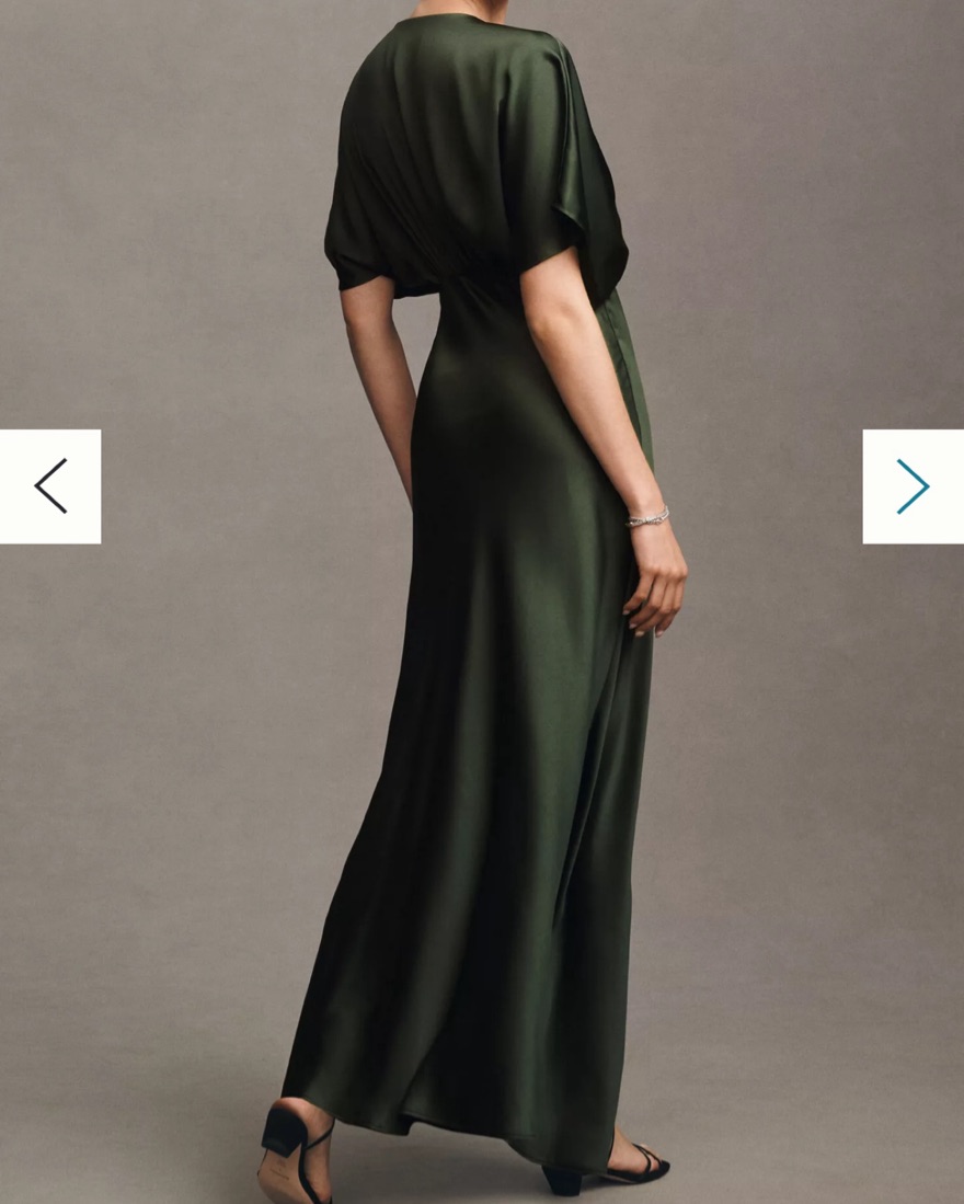 【BHLDN】アメリア ディープV サテン マキシドレス BHLDN Amelia Deep-V Flutter-Sleeve Satin A-Line Gown