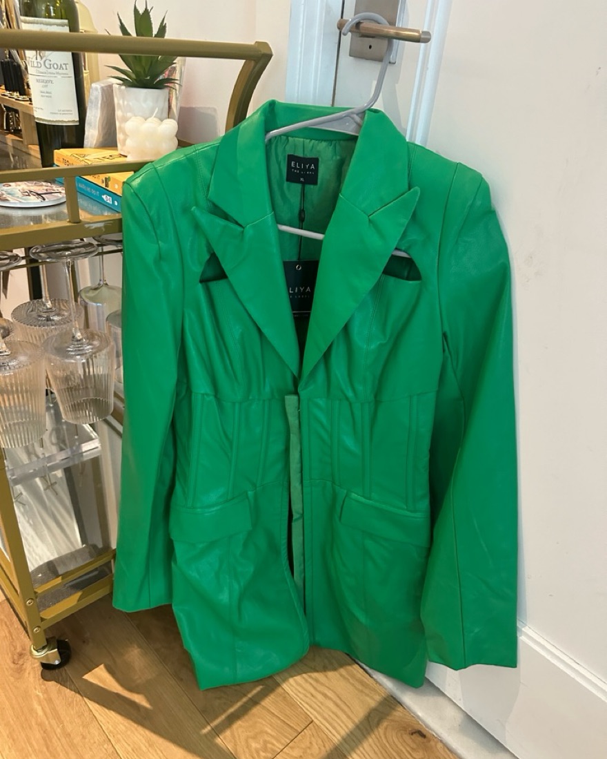 Green Leather Blazer Corset Dress by Eliya The Label - Pickle