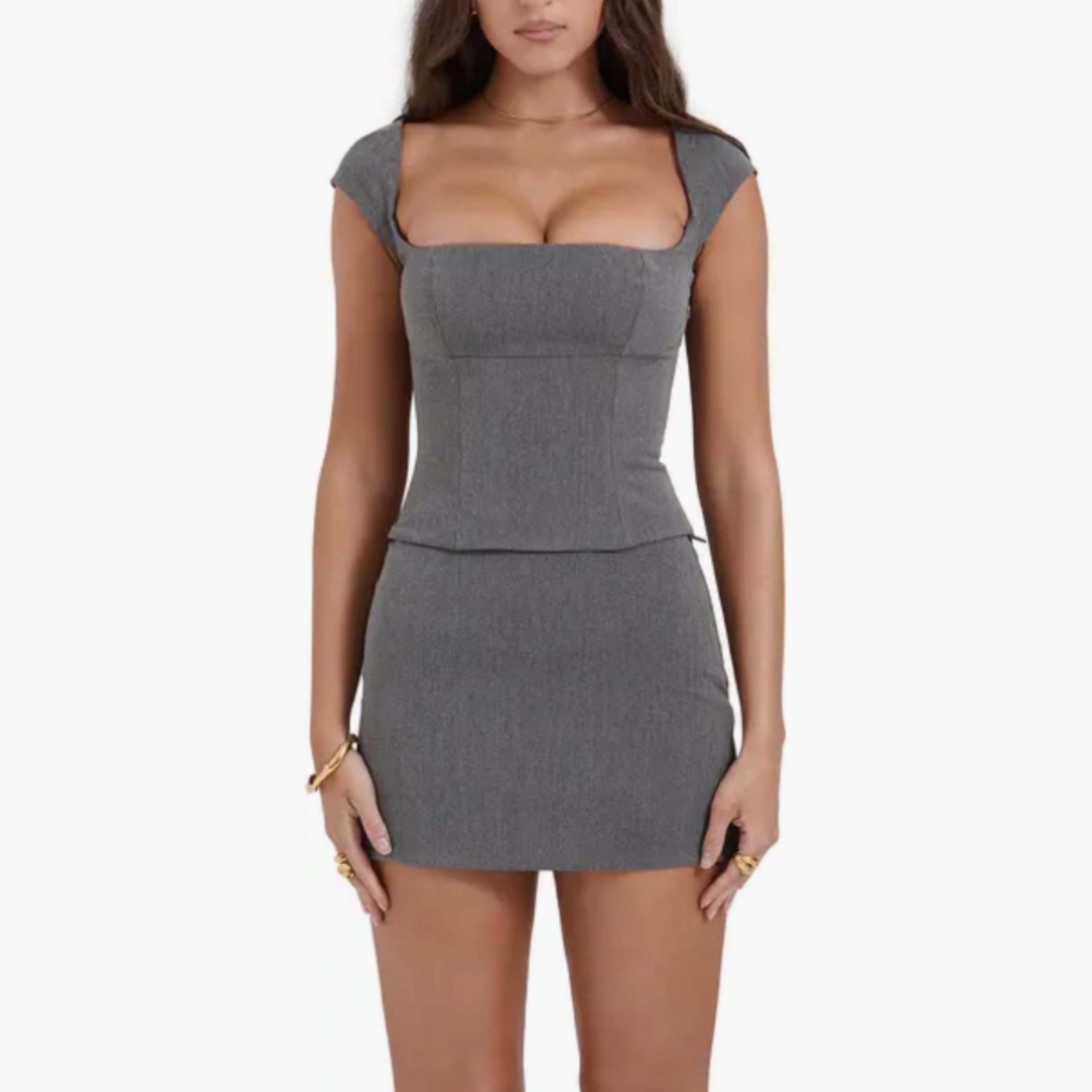 house of cb grey mini dress 'Camille' Dove Grey Real Silk Mini Dress