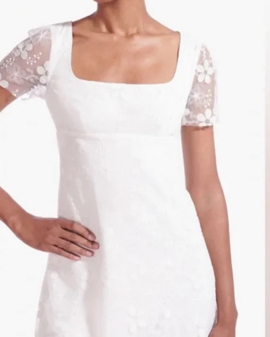 STAUD | Sandra Lace Overlay Dress Floral | Pickle