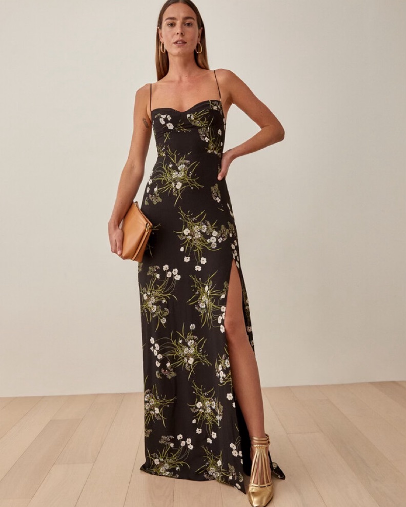 Reformation Black Floral Dress by Reformation - Pickle