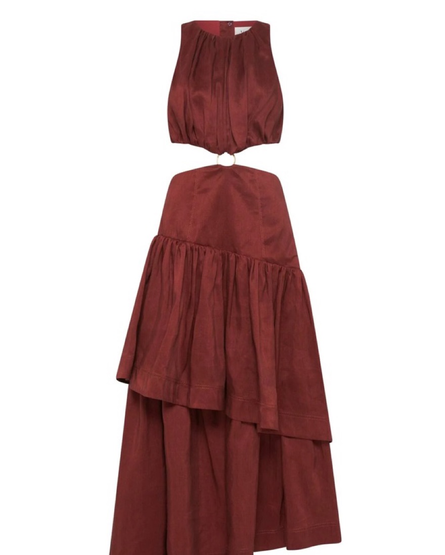 aje burgundy dress Destiny Lace Maxi Dress Burgundy main image 0