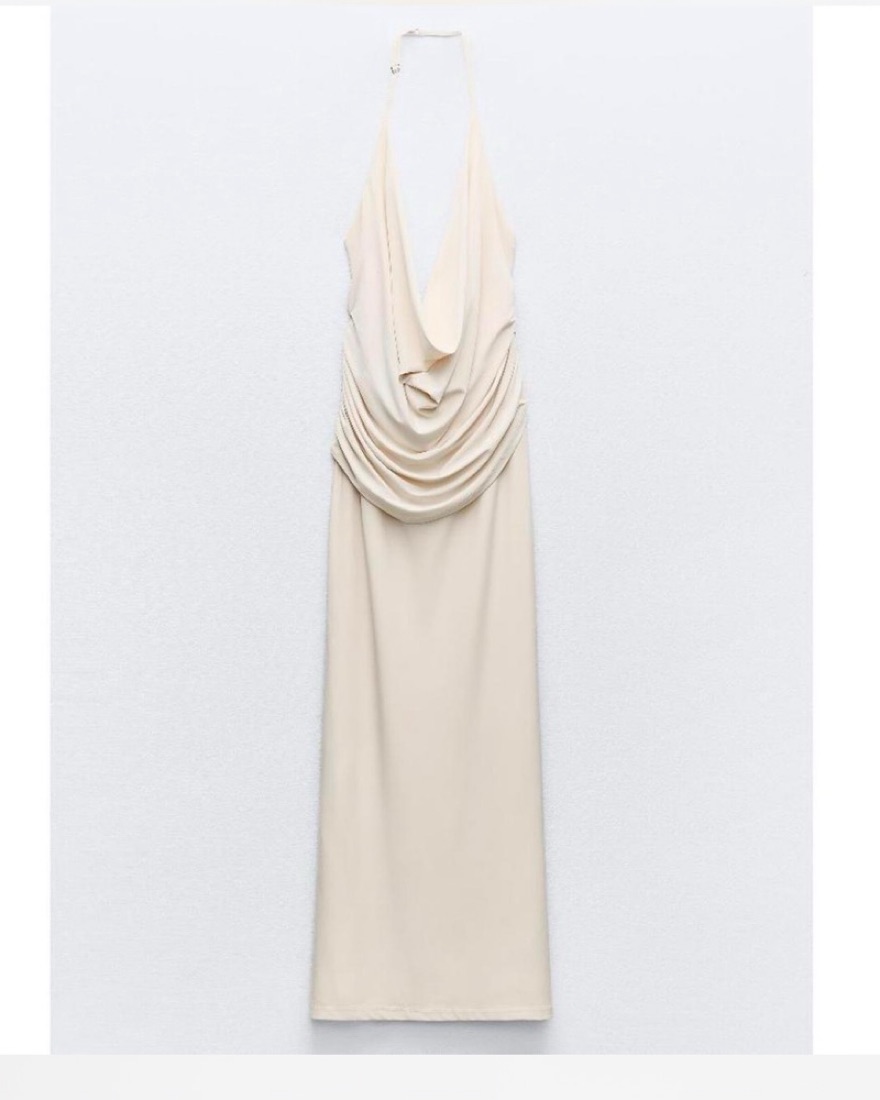 Zara Cream Halter Neck Dress by Zara - Pickle
