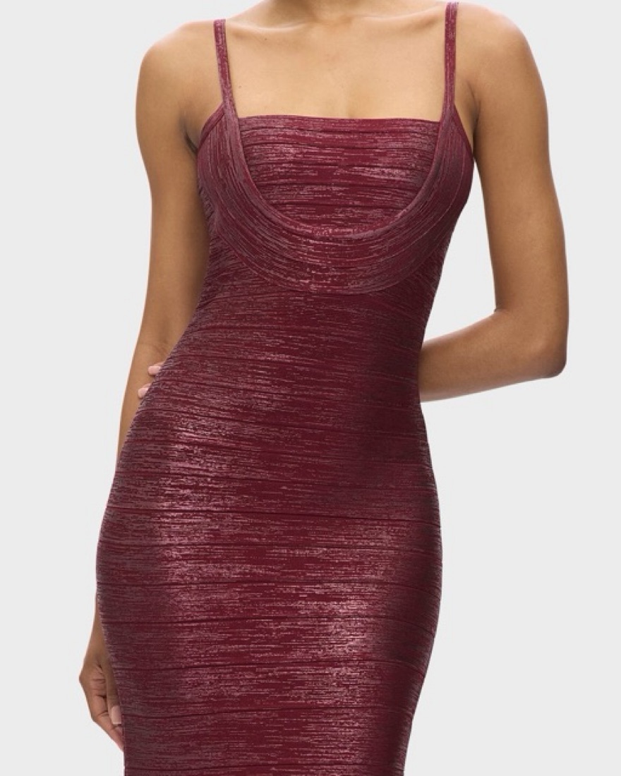 herve leger burgundy dress Herve Leger Iridessa Signature Bandage Maroon Dress – Runway Catalog main image 0