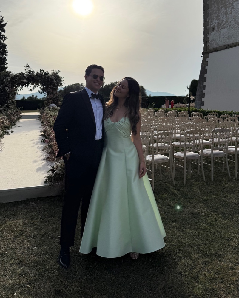 Green Black Tie Wedding Guest Dress by Badgley Mischka