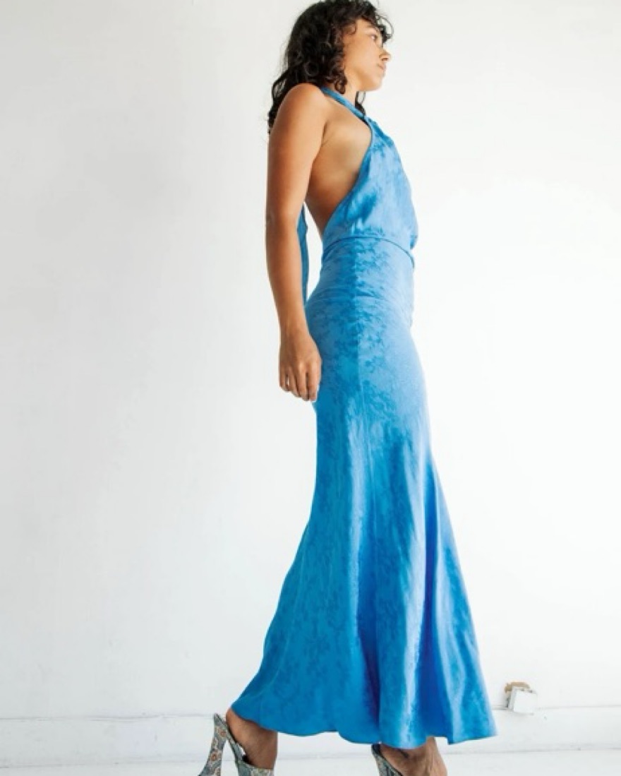 Line By k Blue Halter Low Back Dress by The Line by K - Pickle