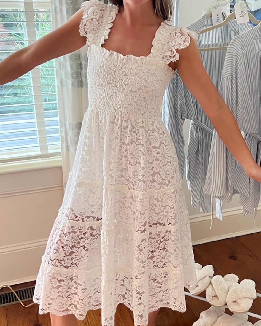 Hill House Home White Lace Nap Dress by Hill House Home - Pickle