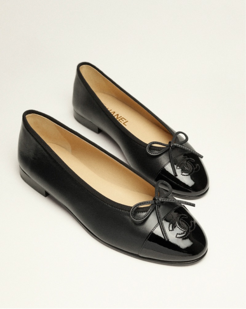 Chanel Ballet Black Patent Leather Flats by Chanel - Pickle