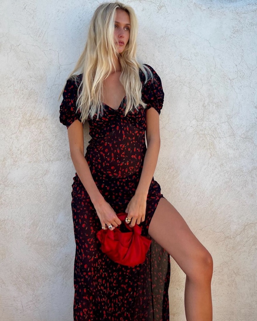 Rat Boa Magnolia Floral Dress Pickle