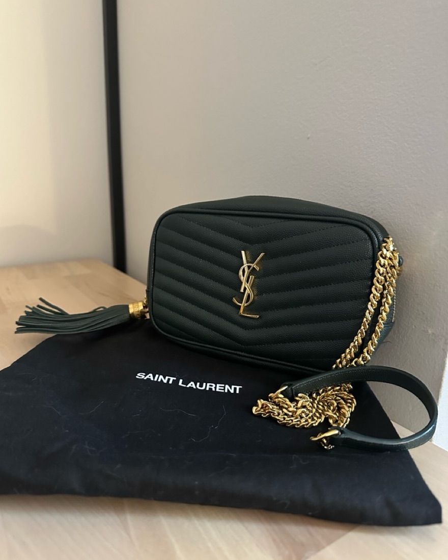 【関税&送料込】Saint Laurent Bottle Green Leather Mini Le 5 Saint Laurent Le 5 A 7 Mini YSL Shoulder Bag in Smooth