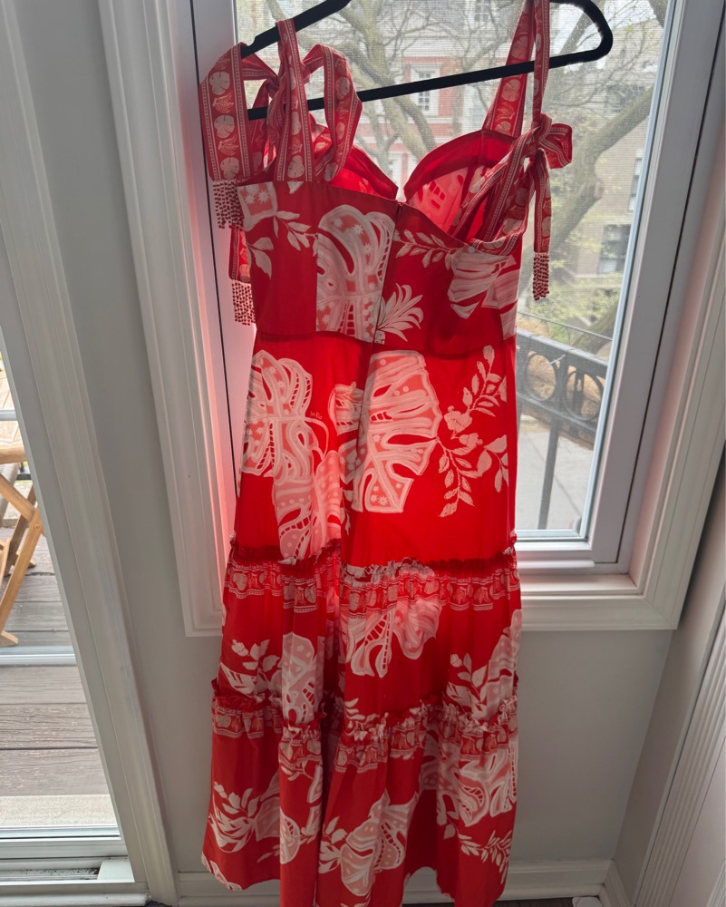 FARM Rio Lace Monsteras Red Midi Dress by FARM RIO - Pickle