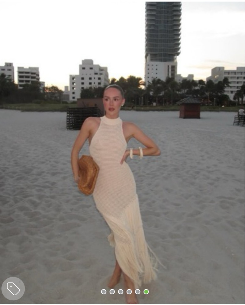 devon windsor true crochet fringe dress DEVON WINDSOR True Dress in Tan