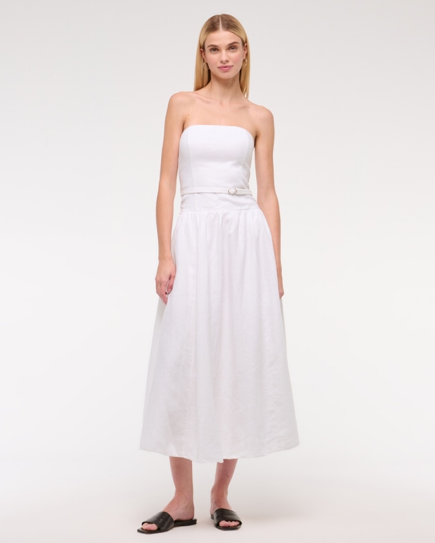 drop waist white linen dress Meggie Linen Mini Dress