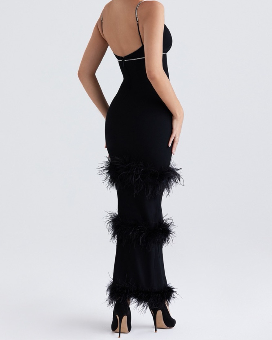 maricel feather trim cocktail dress Sherri Hill 55103