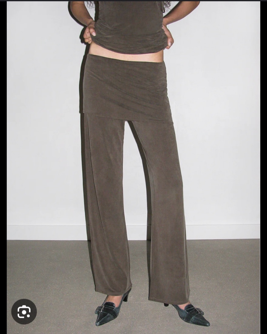 Paloma wool Alexia パンツ ALEXIA- Brown stitched cupro pants and mini-skirt piece