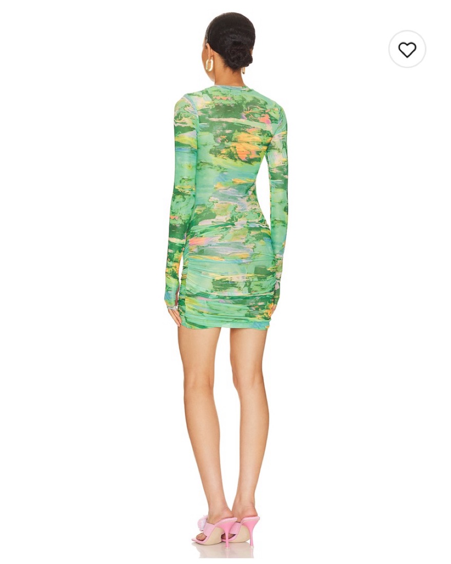 AFRM Mirza Mini Dress Acid Green Marble | Pickle