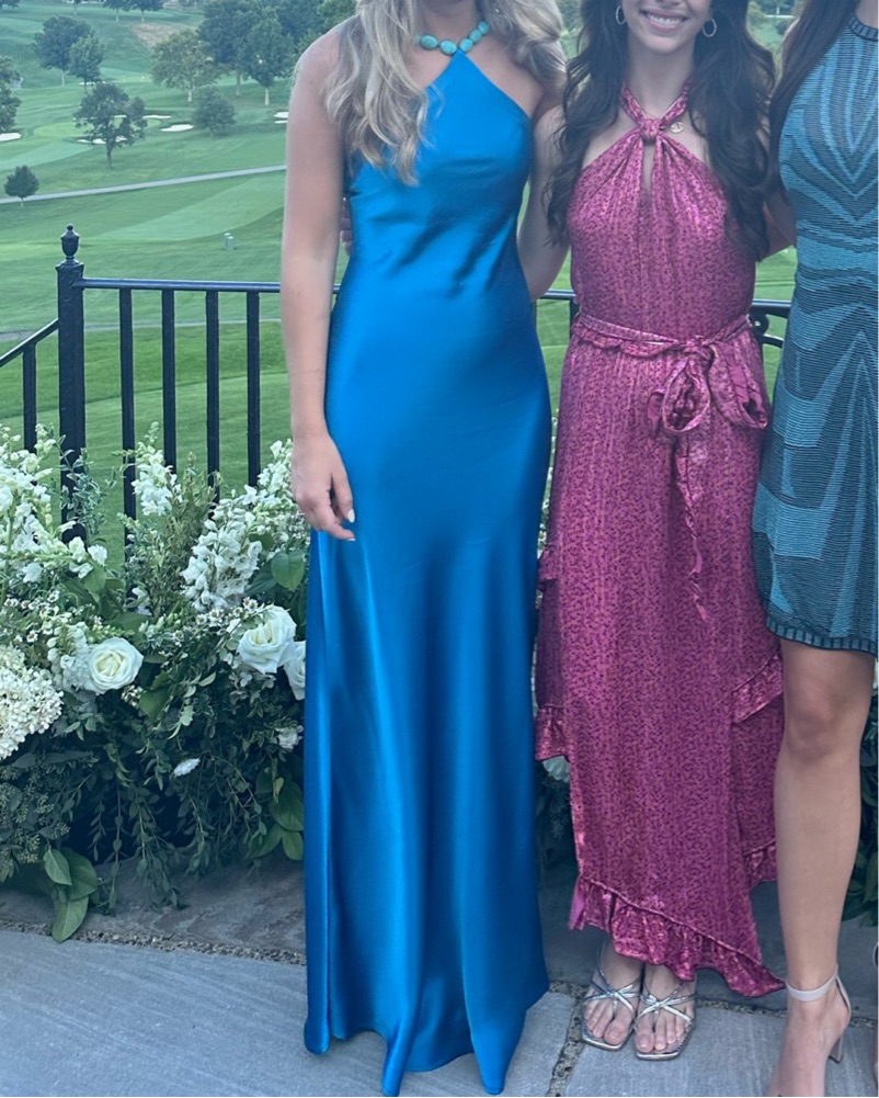 Staud Blue Satin Halter Dress by Staud - Pickle