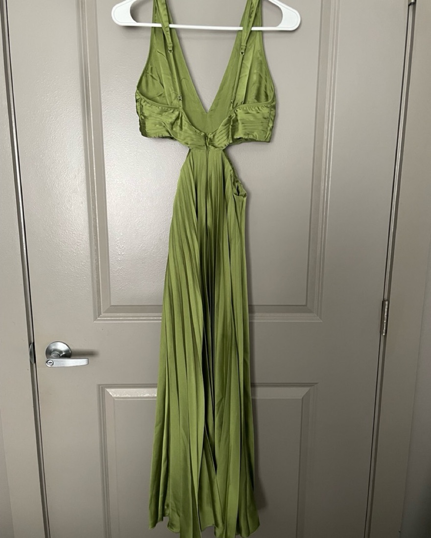 A&F Giselle Pleated Cutout Maxi Dress by Abercrombie and Fitch - Pickle