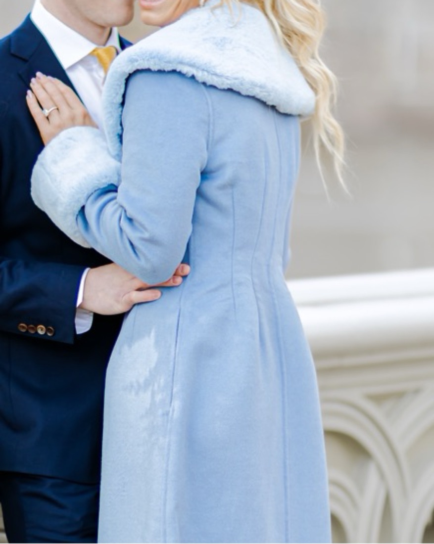 LA JOCONDE 水色ファー付きピーコート LPA giovana Coat - Blue Faux Fur Trim by LPA - Pickle