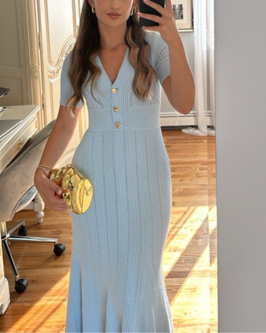 Self Portrait Pointelle Knit Midi Dress by Self Portrait - Pickle