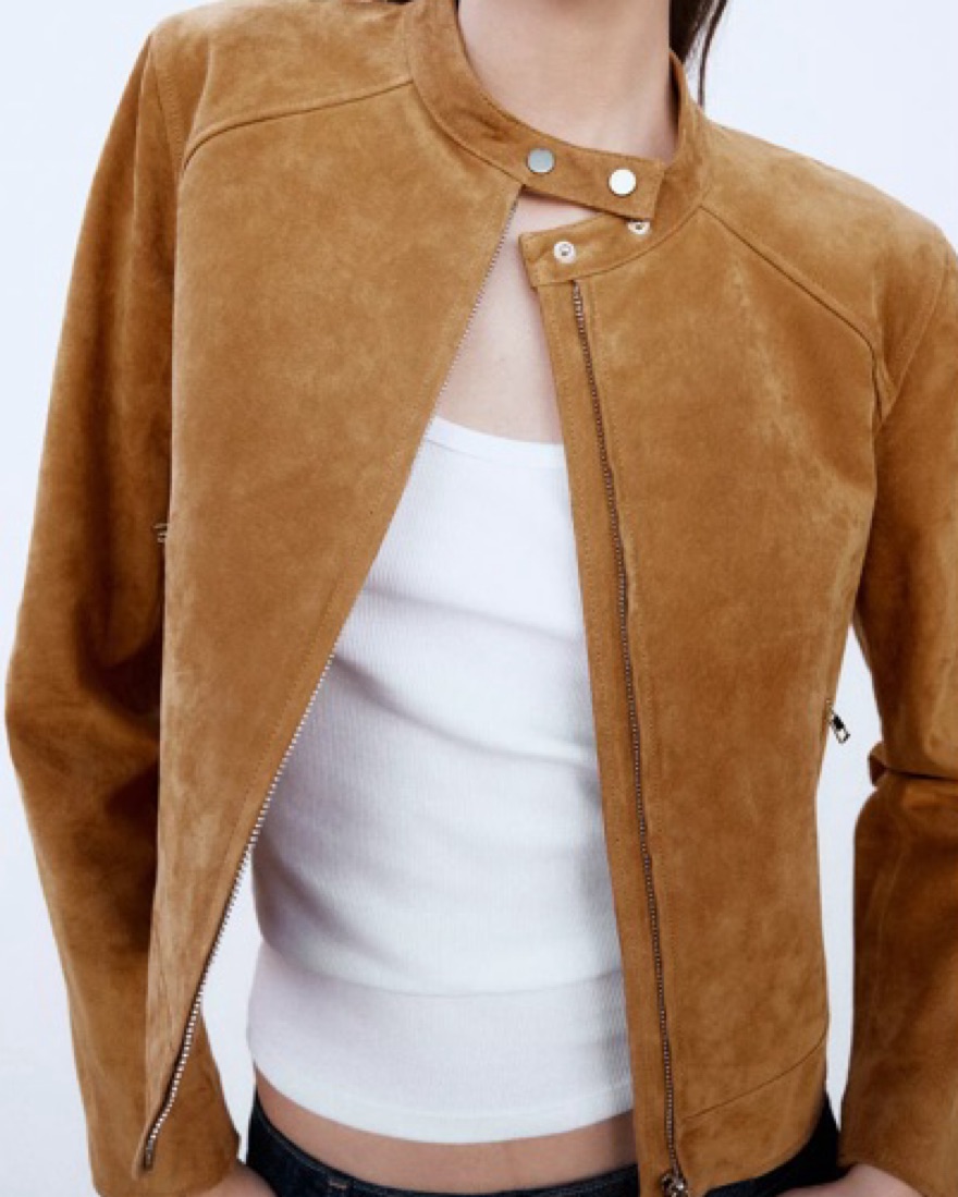 Zara 100% Leather Suede Jacket In Camel by Zara - Pickle