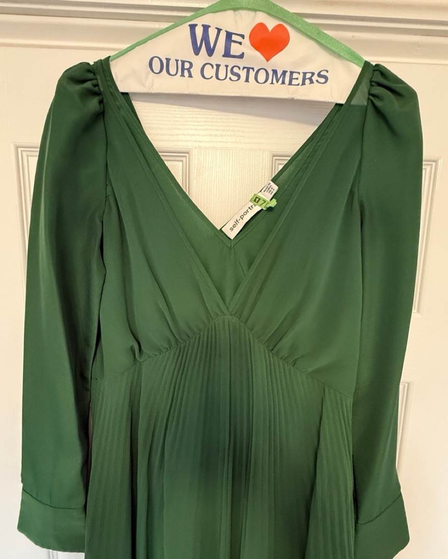 self portrait green chiffon dress Green Chiffon Cape Maxi Dress  self-portrait-US