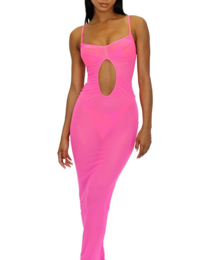 Pink Mesh Melissa Simone Dress by Revolve - Pickle
