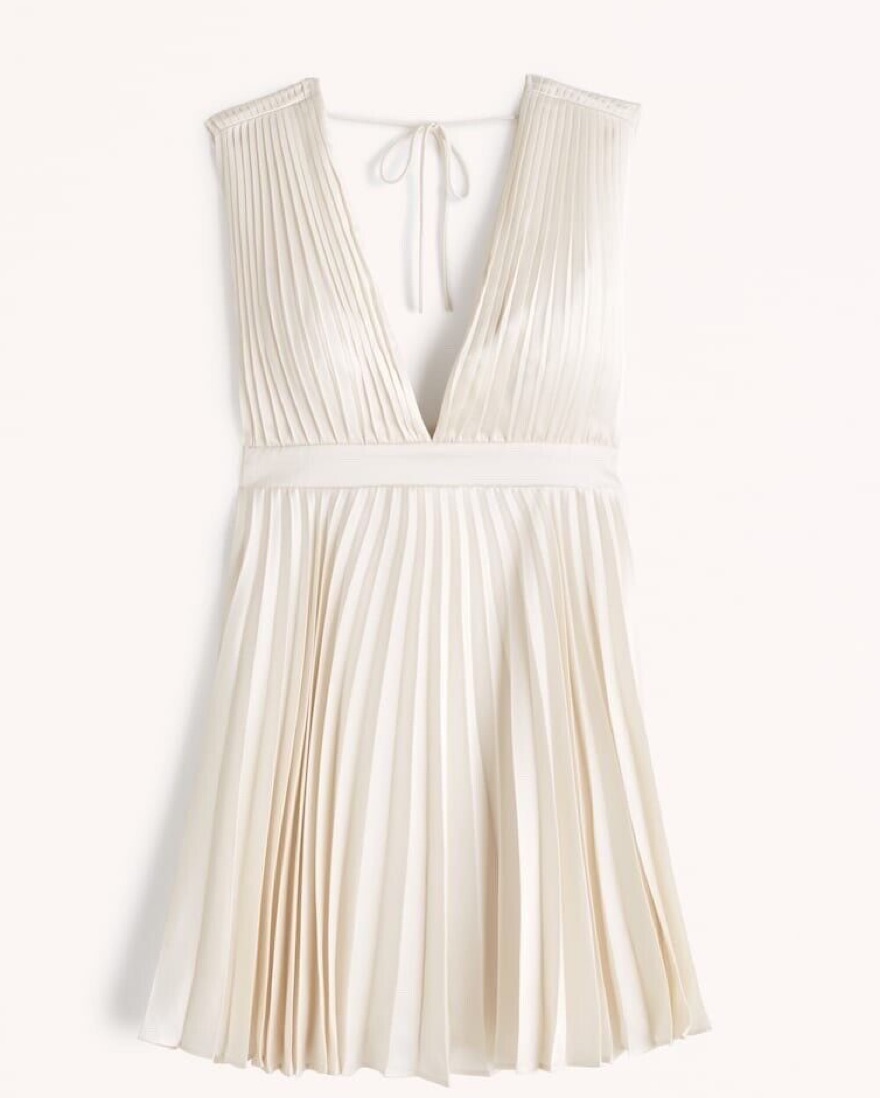 plunge pleated dress Pink Coast Pleated Tiered Plunge Neck Dress
