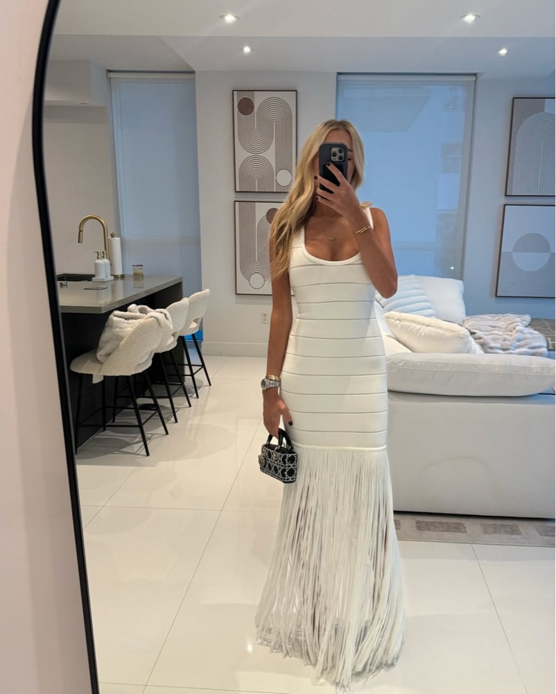 Herve Leger White Fringe Dress by Herve Leger - Pickle