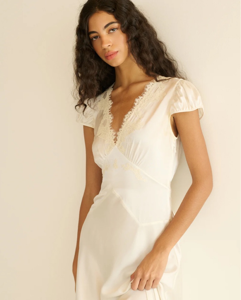 doen white silk dress Doen Coraline Ivory Silk Dress by Doen