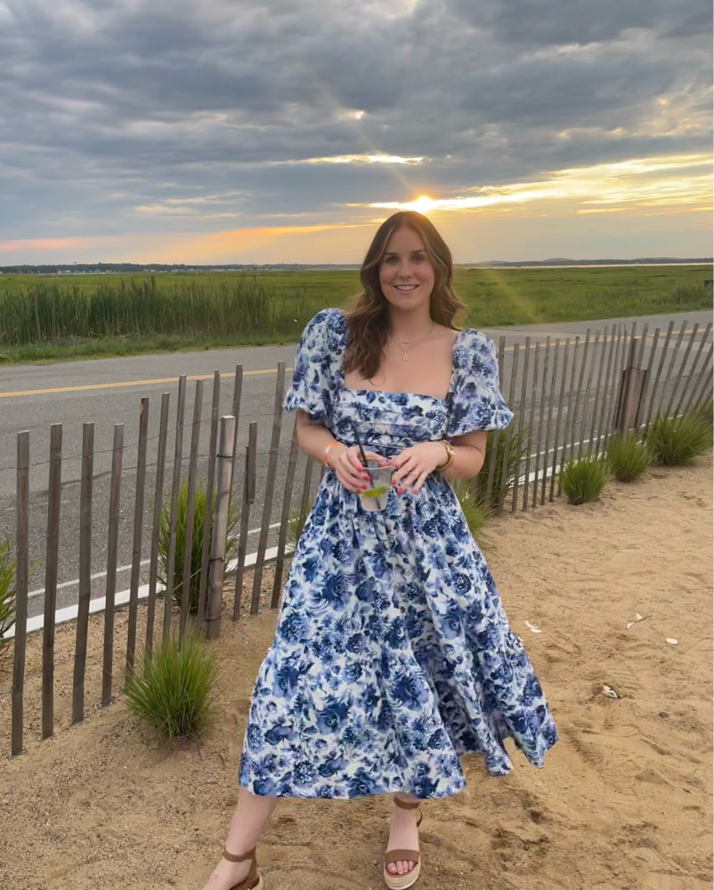 abercrombie and fitch blue floral dress Royal Blue Ruched Charmeuse Tea Length Slit Dress