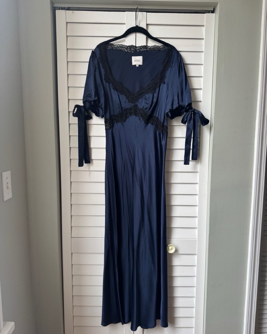 Reformation Navy Blue Stella Silk Dress by Reformation - Pickle