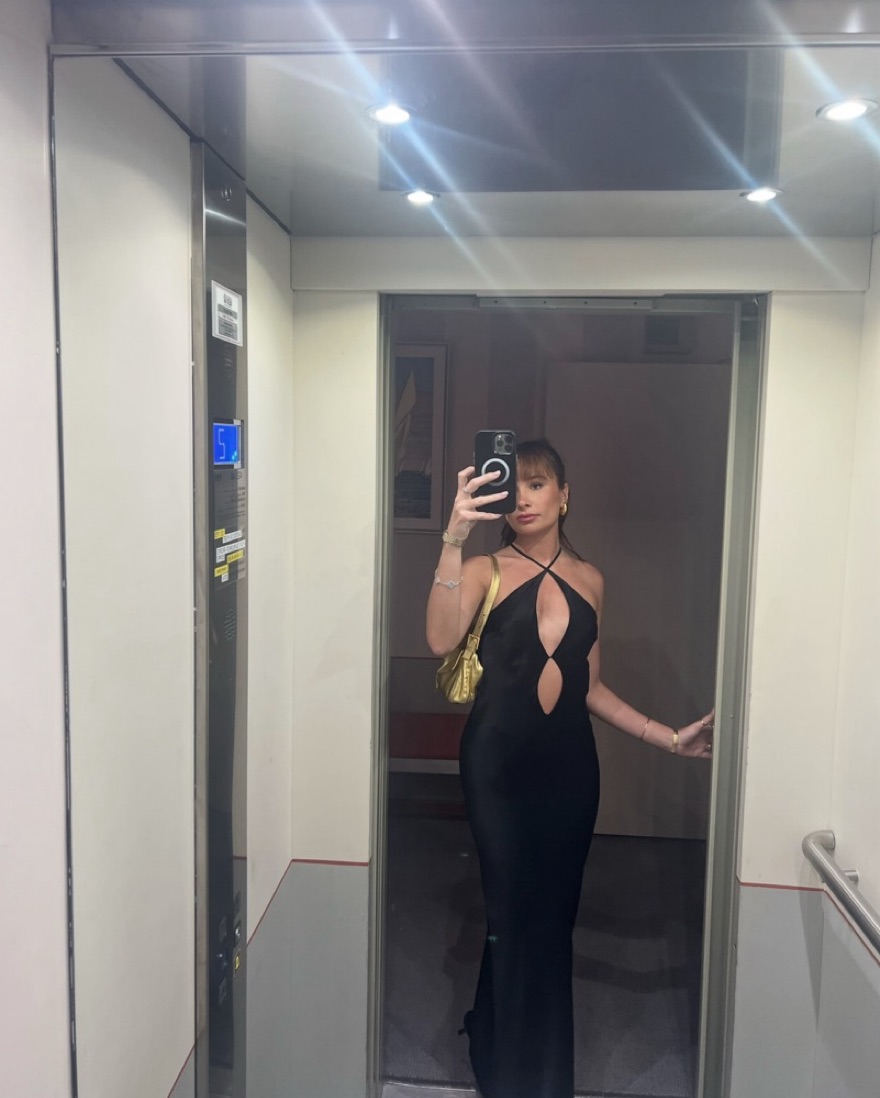 meshki lucia satin cut out maxi dress Lucia Satin Cut Out Maxi Dress - Black
