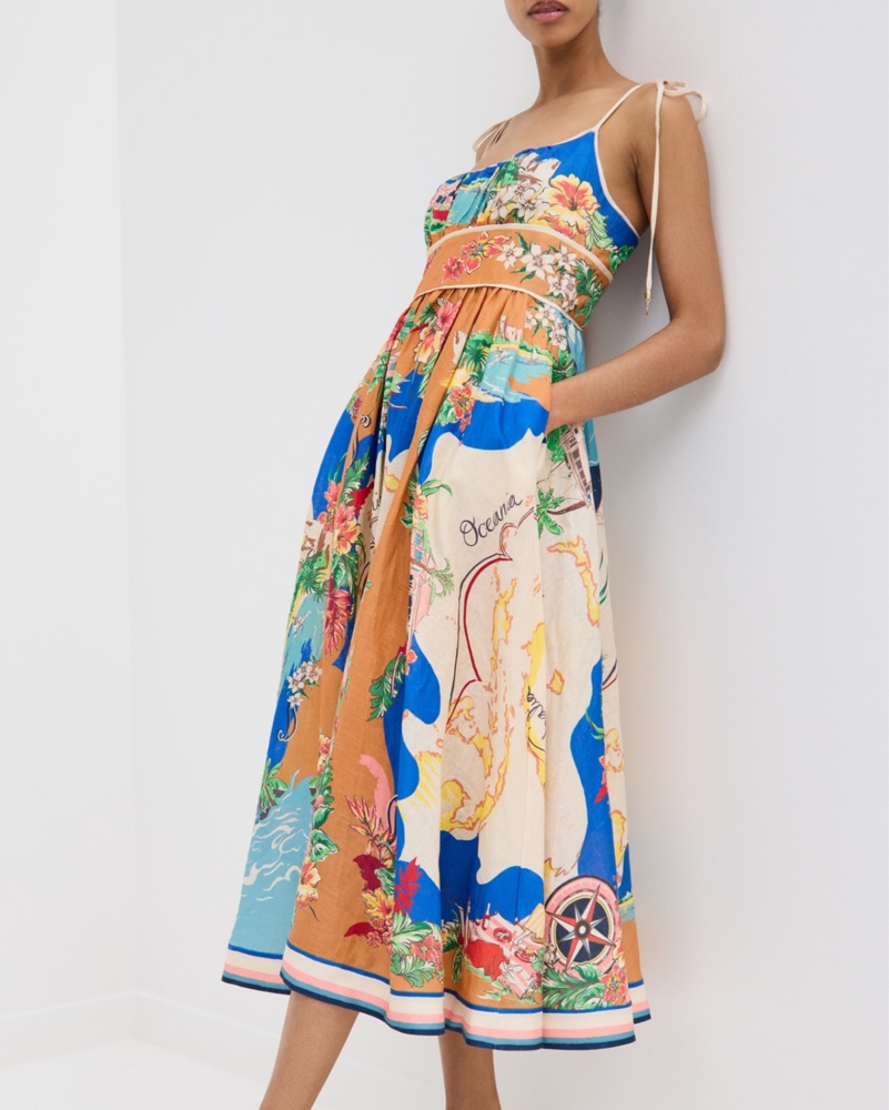 zimmermann alight midi dress Zimmermann Alight Picnic Midi Dress Nautical Map Size 0 / AU 8