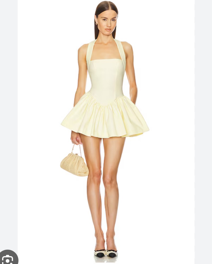 Helsa Faille Halter Mini Dress by Helsa - Pickle