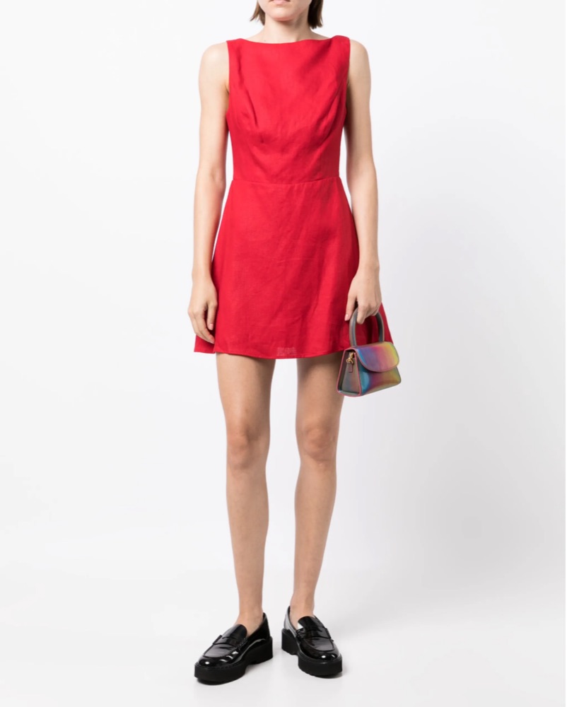 reformation zenni linen dress Reformation Zenni Linen Mini Dress Red by Reformation