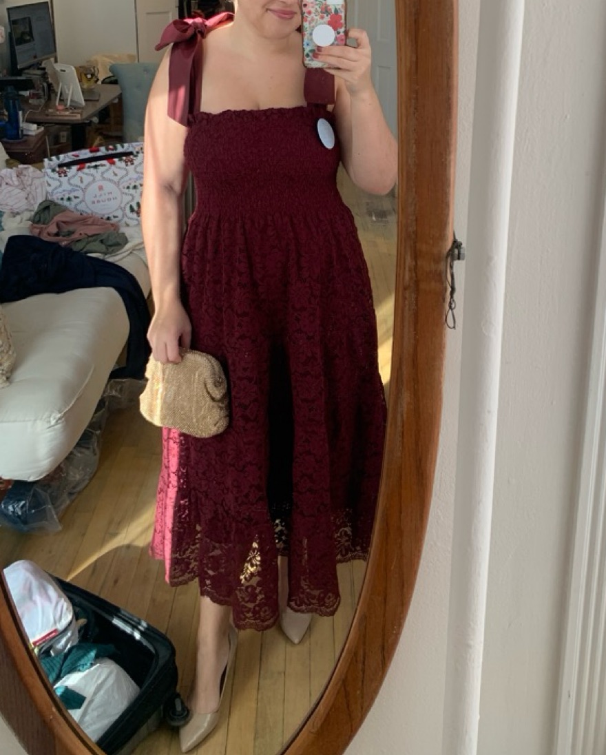 Burgundy Lace Hill House Nap Dress by Hill House Home - Pickle