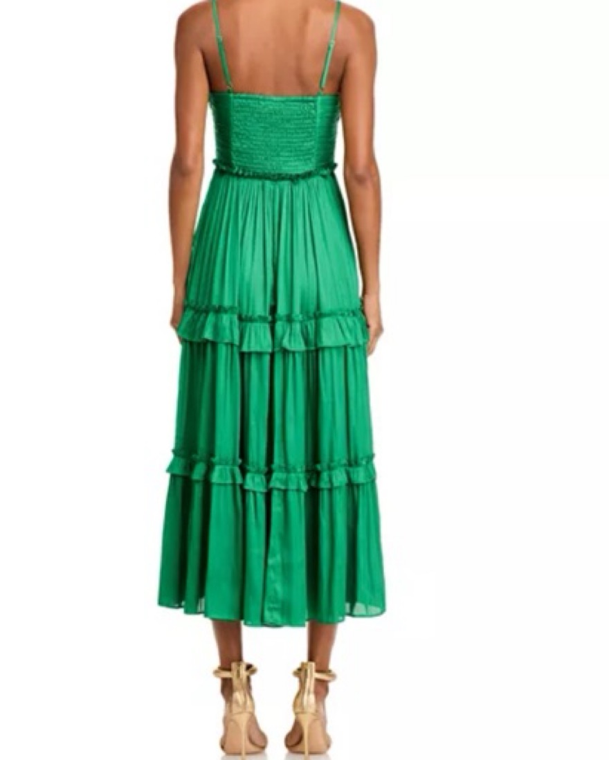 Aqua Emerald Green Tiered Midi Dress | Pickle
