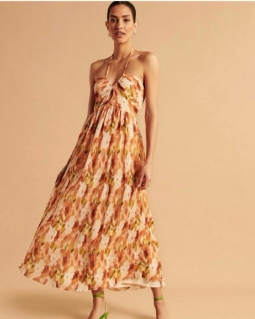 Abercrombie Halter Maxi Dress - Orange F by Abercrombie and Fitch - Pickle